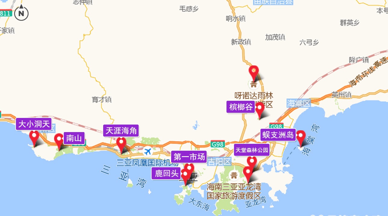 三亚旅游地图(三亚旅游地图怎么画)